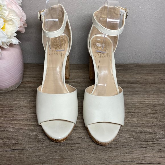 Vince Camuto Shoes - Vince Camuto Ivory Open Toe Mary Jane Heels